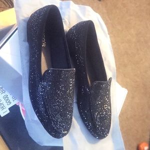 CHICOS Rhinestone Loafers~ 7M Black